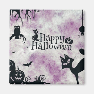 Aimant Fête d'Halloween Chat Noir Citrouilles Maléfiques