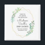 Aimant Fête du Baby shower géométrique et verdoyante Favo<br><div class="desc">Disponible ici : http://www.zazzle.com/selectpartysupplies</div>