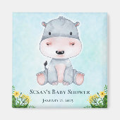 Aimant Fête du Baby shower Hippo mignonne : (Devant)
