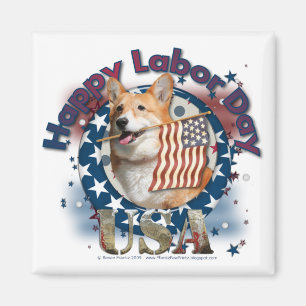 Aimant Fête du Travail - Drapeau - Corgi - Owen