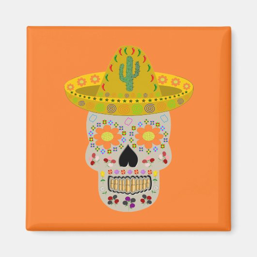 Aimant Fête mexicaine du crâne mort (Devant)