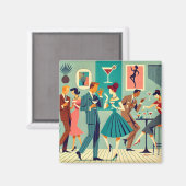 Aimant Fête Moderne Du Milieu Du Siècle Martini Dance (Recto/Verso)