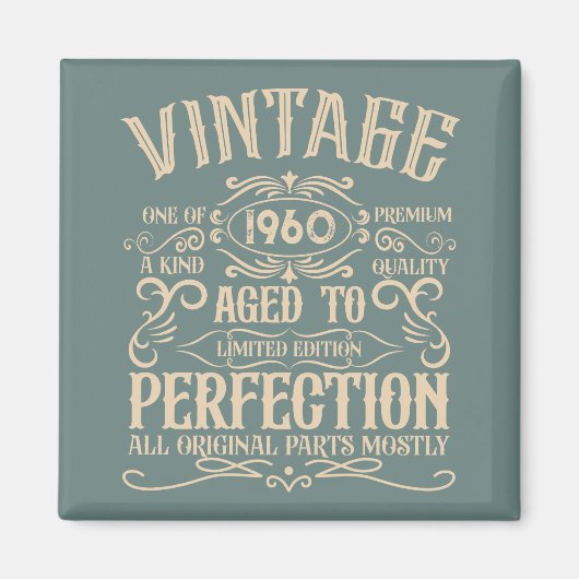 Aimant Fête vintage d'anniversaire personnalisée (Devant)