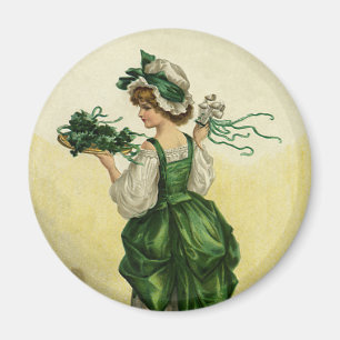 Aimant Fête vintage de la St Patrick, Shamrock verte