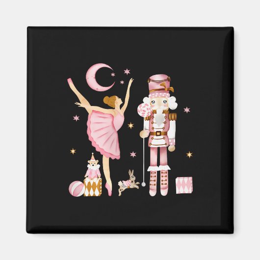 Aimant Fête vintage Noisette de Ballet Noël Rose (Devant)