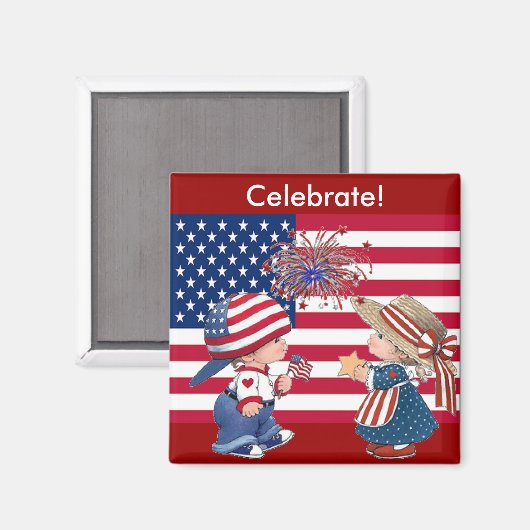 Aimant Fêter le drapeau américain (Recto/Verso)