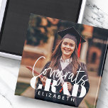 Aimant Fêtes Grad Moderne Simple Script Photo personnalis<br><div class="desc">Ce design simple et moderne est composé de typographie serif et d'ajouter une photo personnalisée.</div>