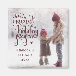 Aimant Fêtes magiques Saison Photo Noms Année Noël