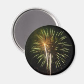 Aimant Feu d'artifice vert et or Fête de vacances (Recto/Verso)
