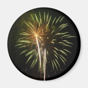 Aimant Feu d'artifice vert et or Fête de vacances