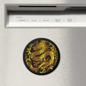 Aimant Feu Doré : Gravure d'un Dragon (In Situ (Lave-vaisselle))