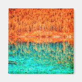 Aimant Feuillage d'automne orange bleu vert vert arbre d' (Devant)