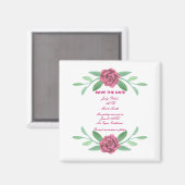Aimant Feuillage Floral Rose Enregistrer La Date (Recto/Verso)