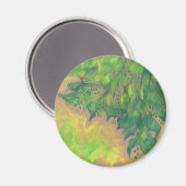 Aimant "Feuillage vert", design floral, dessin pastel (Recto/Verso)