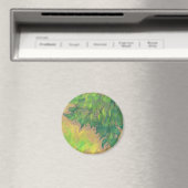Aimant "Feuillage vert", design floral, dessin pastel (In Situ (Lave-vaisselle))