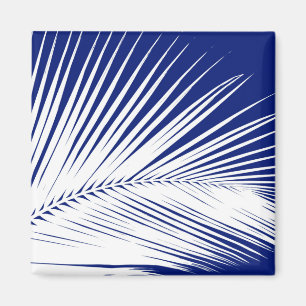 Aimant Feuille de palme - bleu marine et blanc