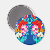 Aimant Feuille de palmier d'orchidée tropicale bleu flora (Recto/Verso)