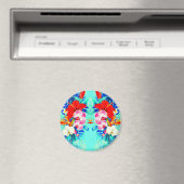 Aimant Feuille de palmier d'orchidée tropicale turquoise  (In Situ (Lave-vaisselle))