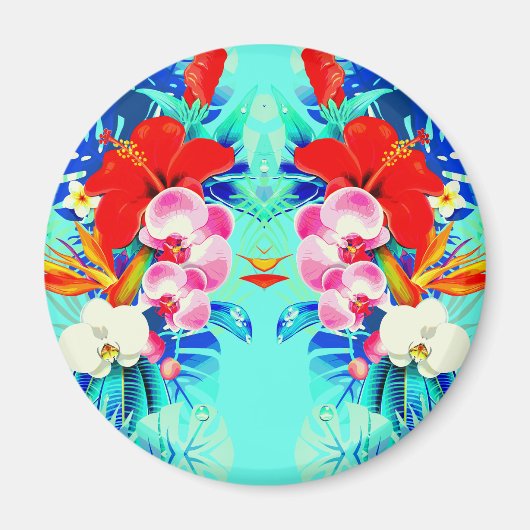 Aimant Feuille de palmier d'orchidée tropicale turquoise  (Devant)
