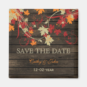 Aimant Feuille rustique en bois d'automne de grange