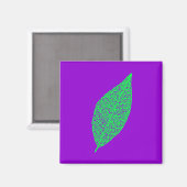 Aimant Feuille squelette art linéaire violet et vert (Recto/Verso)