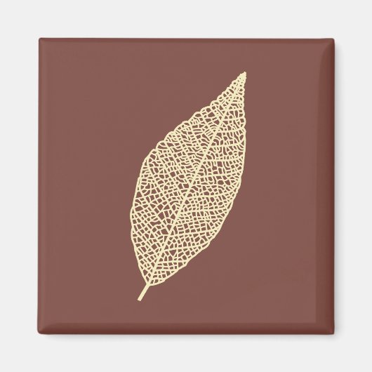 Aimant Feuille squelette ligne marron et crème (Devant)