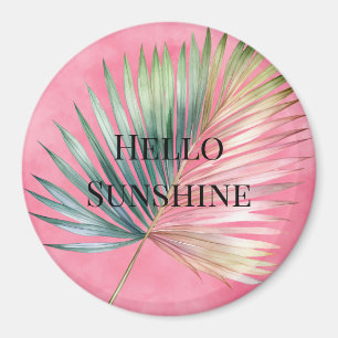 Aimant Feuille Tropicale Verte Rose