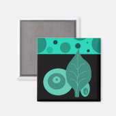 Aimant Feuille verte et noire abstraite (Recto/Verso)