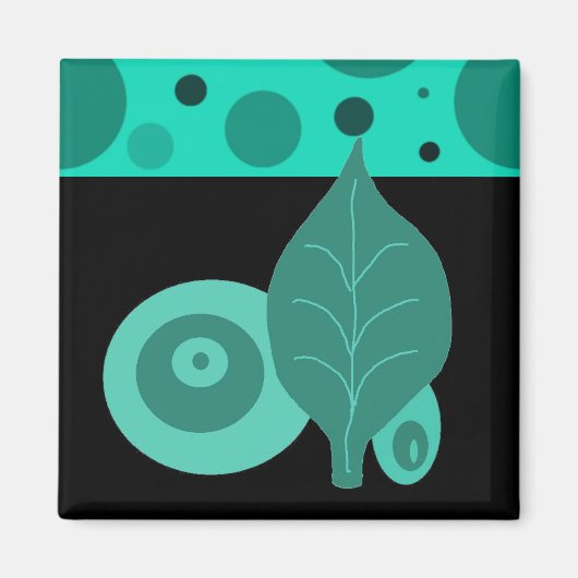 Aimant Feuille verte et noire abstraite (Devant)