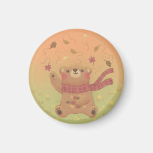 Aimant Feuilles automnales de l'automne de Teddy Bear