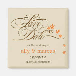 Aimant Feuilles Automne Enregistrer l'aimant Date