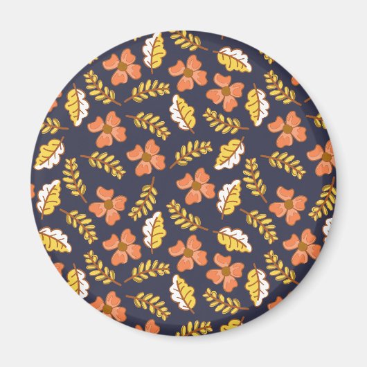 Aimant Feuilles d'automne en chute chaude avec fleurs (Devant)