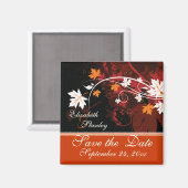 Aimant Feuilles d'automne orange rouge blanc mariage Enre (Recto/Verso)