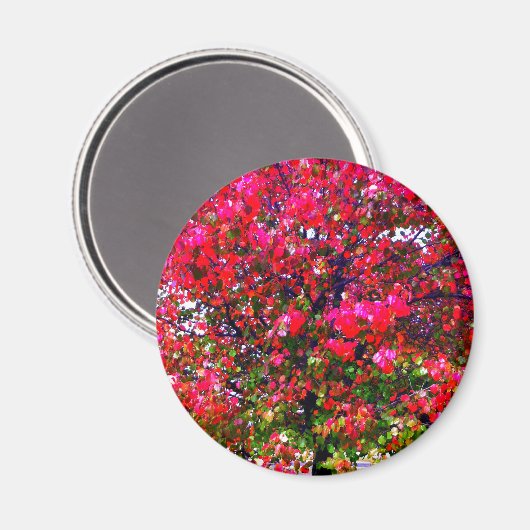 Aimant Feuilles d'automne rose impressionniste (Recto/Verso)