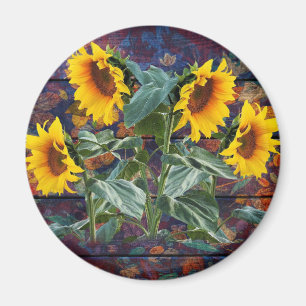 Aimant Feuilles d'automne rustiques et tournesols