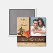 Aimant Feuilles d'automne sur papier vieilli Photo Enregi (Recto/Verso)