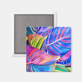 Aimant Feuilles de canna tropicale aquarelle (Recto/Verso)