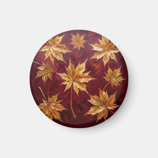 Aimant Feuilles de Érable Dorées Peinture d'Automne (Devant)