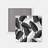 Aimant Feuilles de ficus noir moderne abstrait rayé p (Recto/Verso)