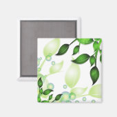 Aimant Feuilles de jardin frais sur blanc (Recto/Verso)