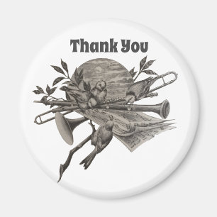 Aimant Feuilles de musique Vintages Merci avec ornitholog