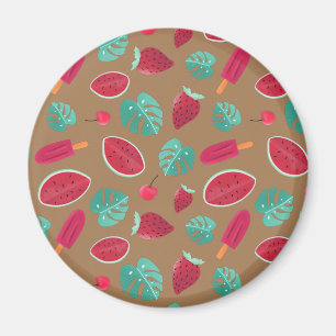Aimant Feuilles de poissonnerie, cerise, fraise et pastèq