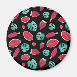 Aimant Feuilles de poissonnerie, cerise, fraise et pastèq