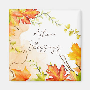 Aimant Feuilles d'érable d'automne avec texte personnalis