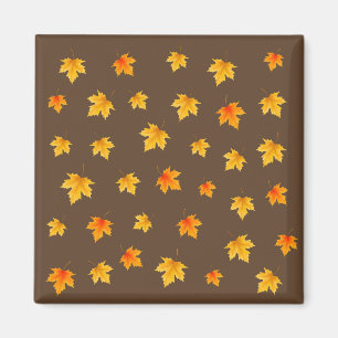 Aimant Feuilles d'érable sur fond marron