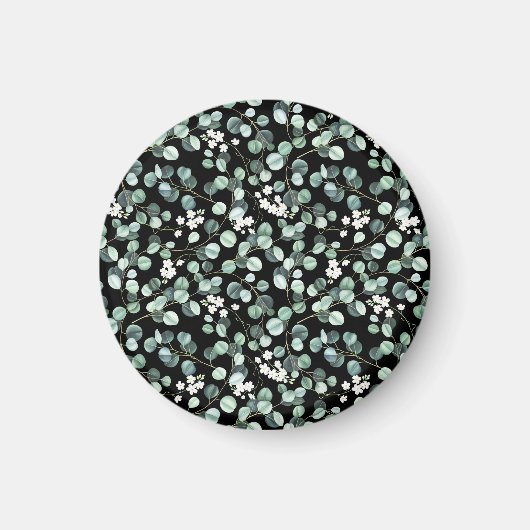 Aimant Feuilles d'Eucalyptus : Motif de fleurs blanches (Devant)
