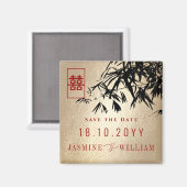 Aimant Feuilles en bambou noir et or chinois Enregistrer  (Recto/Verso)