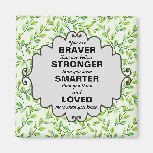 Aimant Feuilles et Branches Vertes Mots d'Encouragement (Devant)