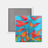 Aimant Feuilles orange Art à l'aquarelle originale Automn (Recto/Verso)