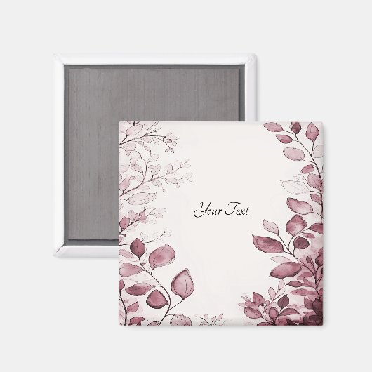 Aimant Feuilles Rouges Modernes (Recto/Verso)